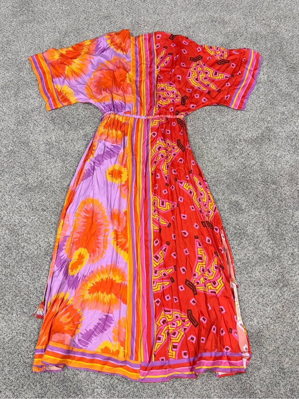 Farm Rio Dual Scarf Print Kaftan Maxi Dress Side Slits Beachy Boho Women’s M - Picture 13 of 14